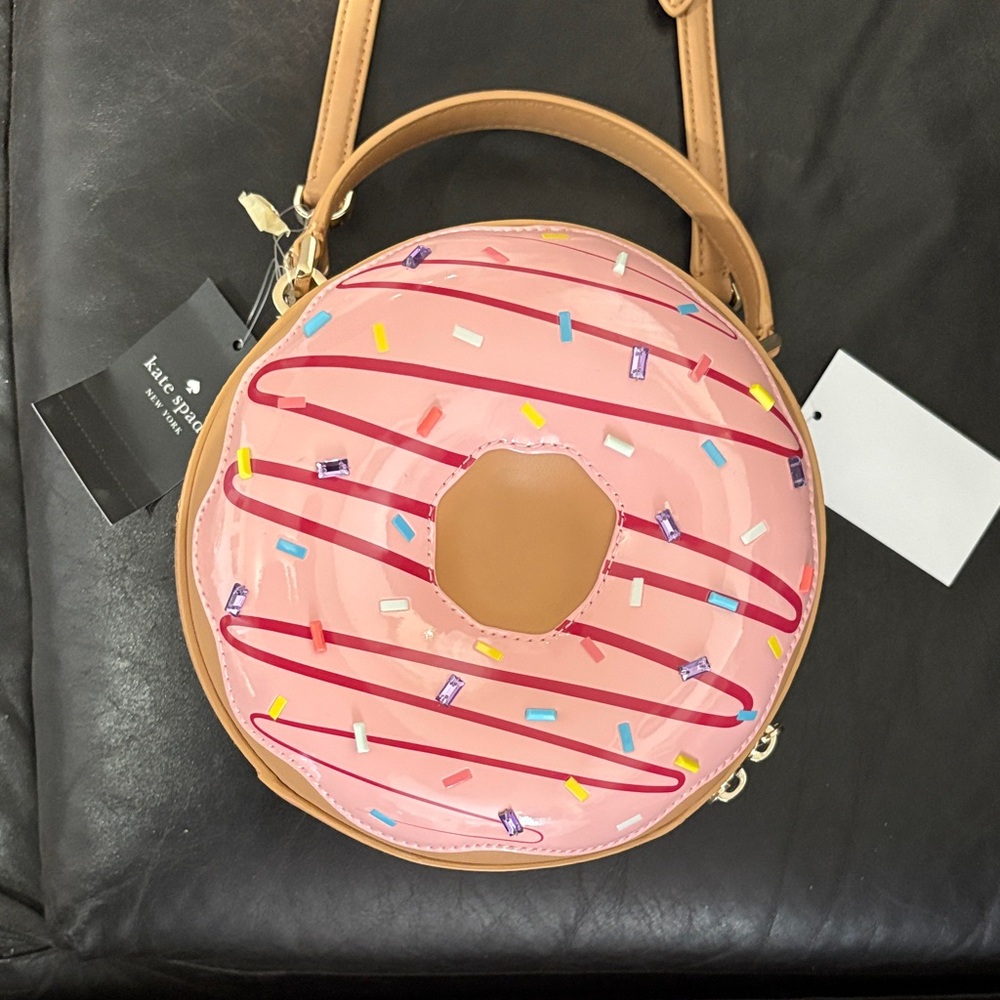 kate spade Pink Donut Novelty Crossbody with Tan Trim